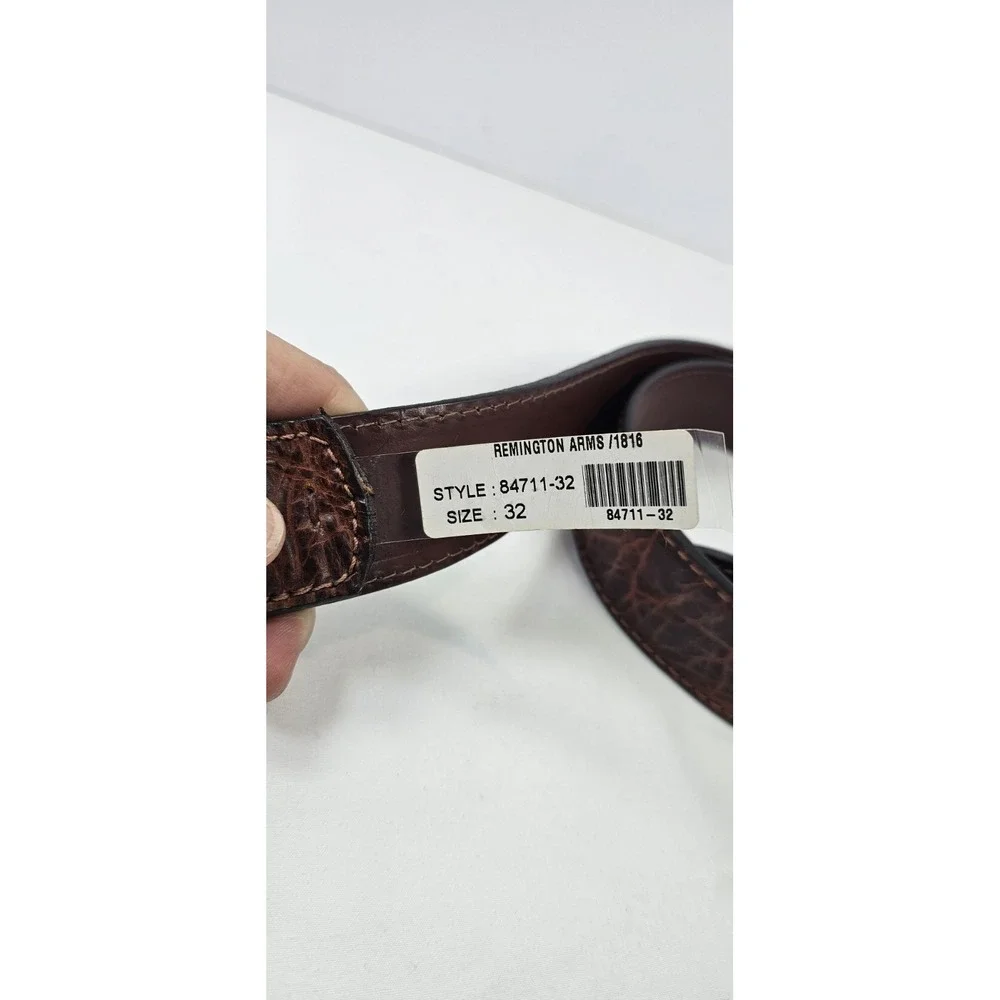 AMERICAN BISON Belt Men's‎ 32 Brown Genuine Leather Logo Western Dress NEW